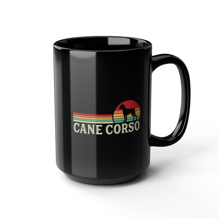 Retro Cane Corso Black Mug, 15oz
