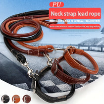 Leather Dog Collar And Leash Set Dog Lead Rope Large Small And Medium Dogs Wearresistant Pu Leather Pet Collar Walking Dog Leash Set
